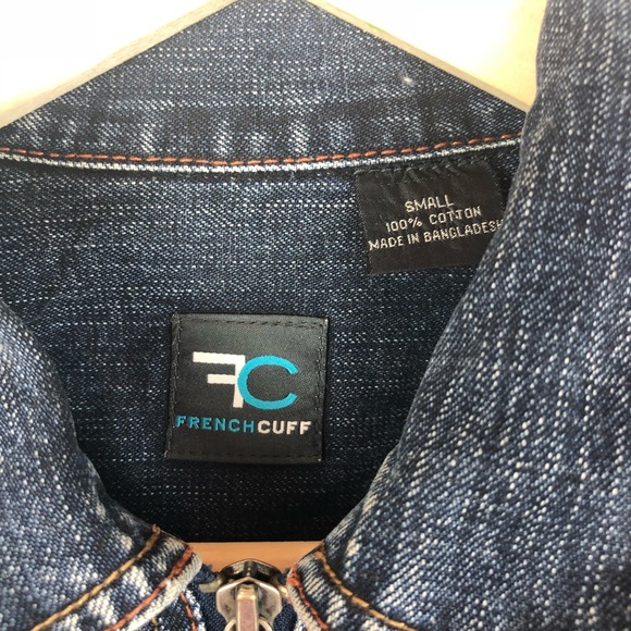FRENCH CUFF Blue Denim Jean 100% Cotton Jacket - Picture 6 of 6